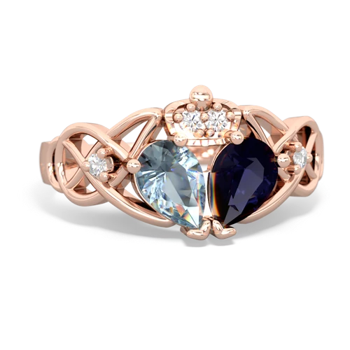Sapphire Genuine Sapphire with Genuine Aquamarine Two Stone Claddagh ring Ring