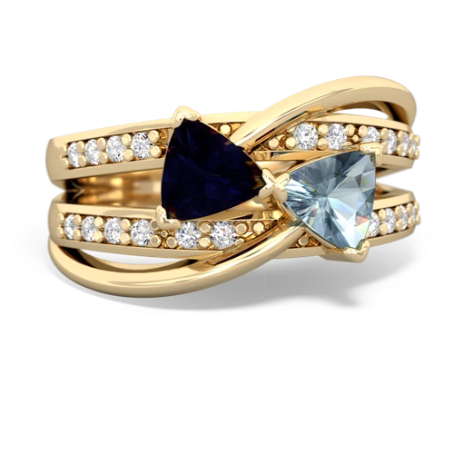 Sapphire Genuine Sapphire with Genuine Aquamarine Bowtie ring Ring
