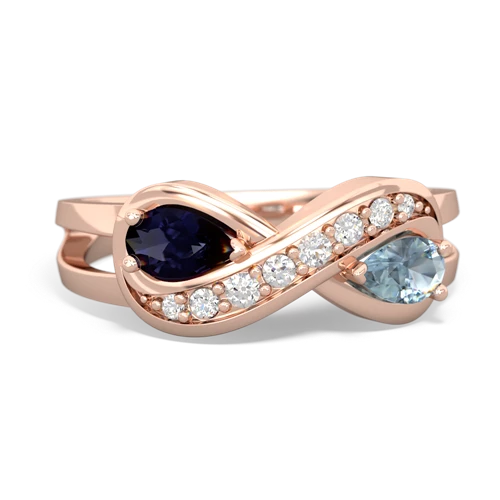 Sapphire Genuine Sapphire with Genuine Aquamarine Diamond Infinity ring Ring