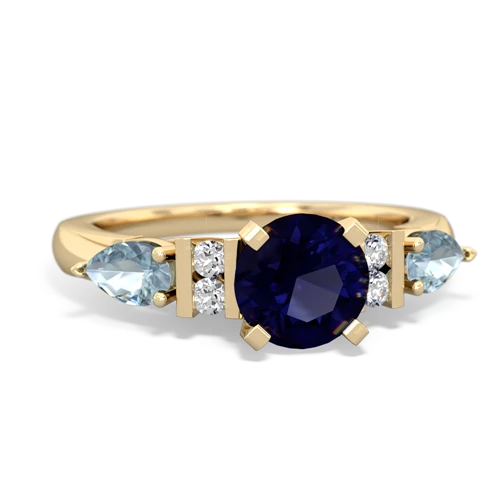 Sapphire Genuine Sapphire with Genuine Aquamarine and Genuine White Topaz Engagement ring Ring