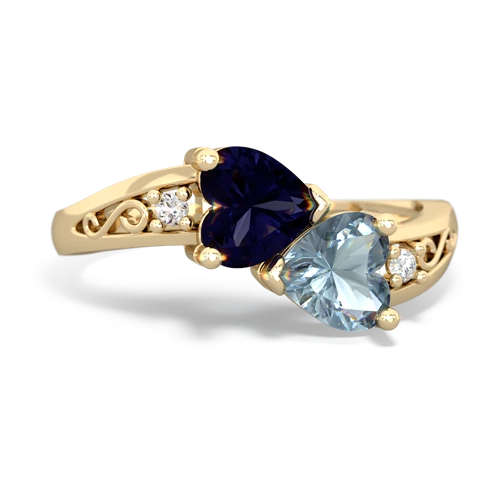 sapphire-aquamarine filligree ring