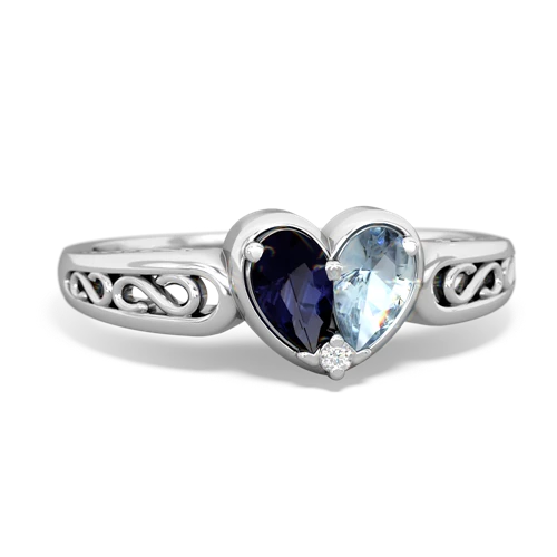 sapphire-aquamarine filligree ring