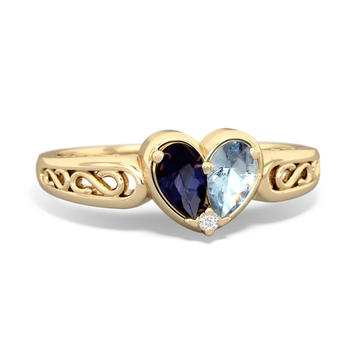 sapphire-aquamarine filligree ring
