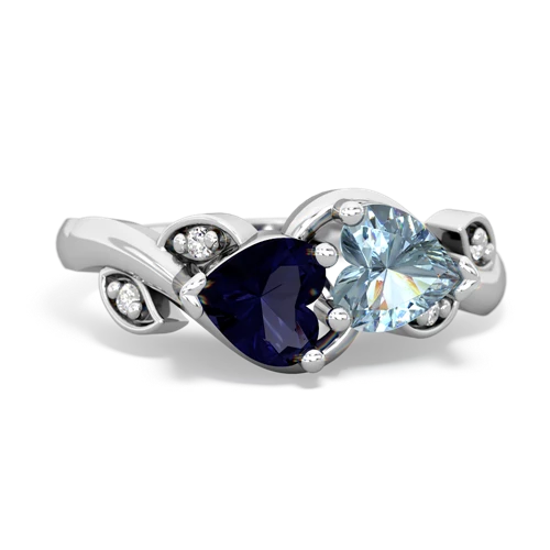 sapphire-aquamarine floral keepsake ring