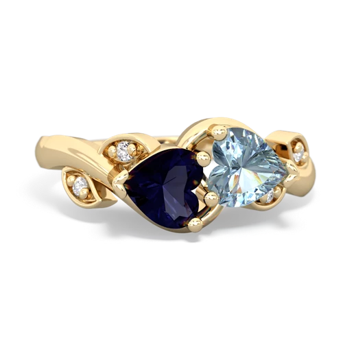 sapphire-aquamarine floral keepsake ring