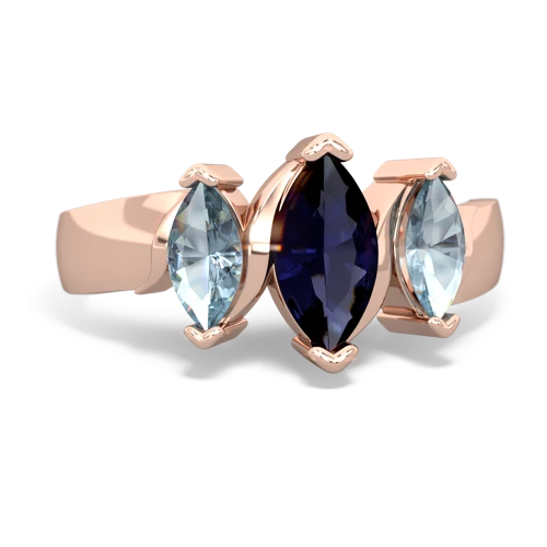 Sapphire Genuine Sapphire with Genuine Aquamarine and Genuine White Topaz Three Peeks ring Ring