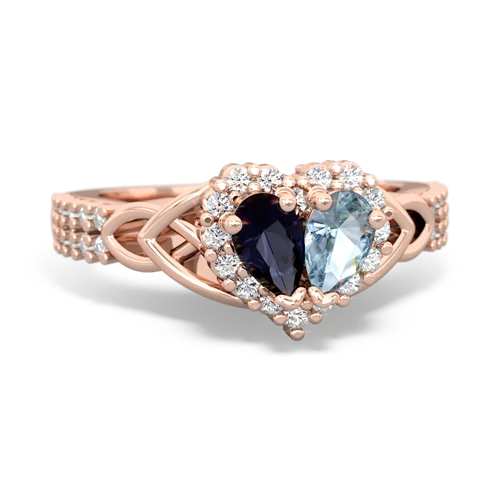 Sapphire Genuine Sapphire with Genuine Aquamarine Celtic Knot Engagement ring Ring