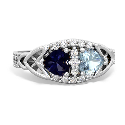Sapphire Genuine Sapphire with Genuine Aquamarine Celtic Knot Engagement ring Ring