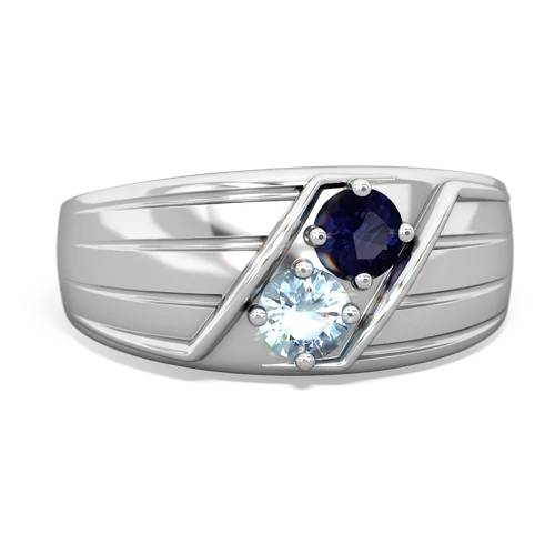 sapphire-aquamarine mens ring
