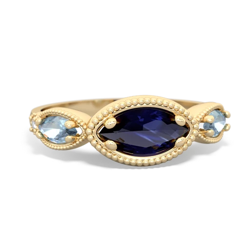 sapphire-aquamarine milgrain marquise ring