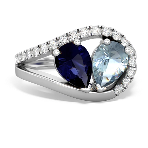 Sapphire Genuine Sapphire with Genuine Aquamarine Nestled Heart Keepsake ring Ring
