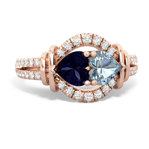 sapphire-aquamarine pave keepsake ring