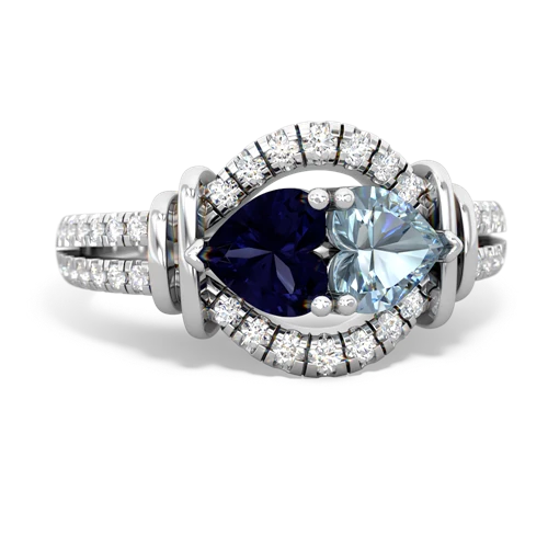 sapphire-aquamarine pave keepsake ring
