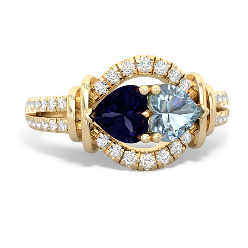 sapphire-aquamarine pave keepsake ring