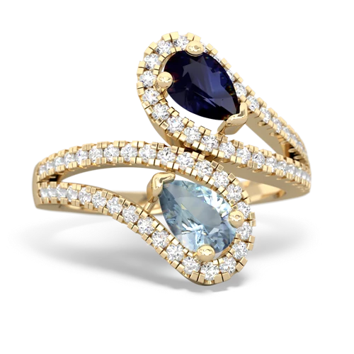 Sapphire Genuine Sapphire with Genuine Aquamarine Diamond Dazzler ring Ring