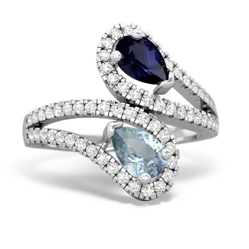 sapphire-aquamarine pave swirls ring