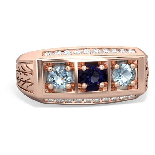 sapphire-aquamarine three stone ring