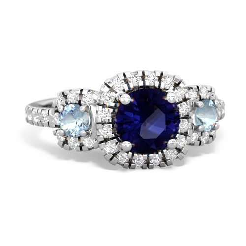 sapphire-aquamarine three stone regal ring