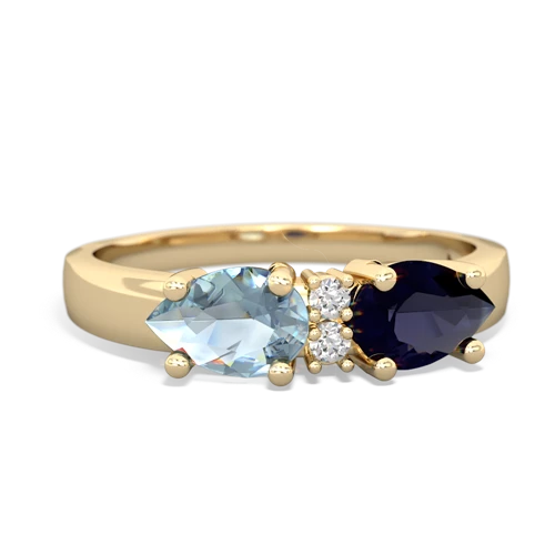 Sapphire Genuine Sapphire with Genuine Aquamarine Pear Bowtie ring Ring