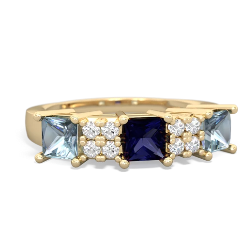 Sapphire Genuine Sapphire with Genuine Aquamarine and Genuine White Topaz Three Stone ring Ring