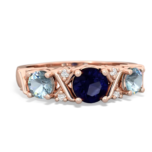 Sapphire Genuine Sapphire with Genuine Aquamarine and Genuine Swiss Blue Topaz Hugs and Kisses ring Ring