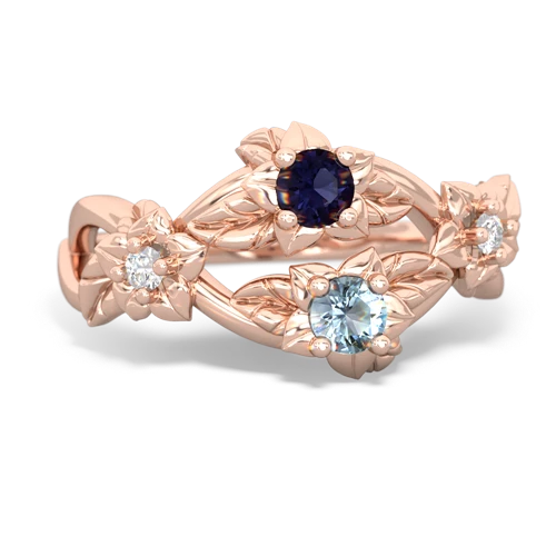 Sapphire Genuine Sapphire with Genuine Aquamarine Sparkling Bouquet ring Ring