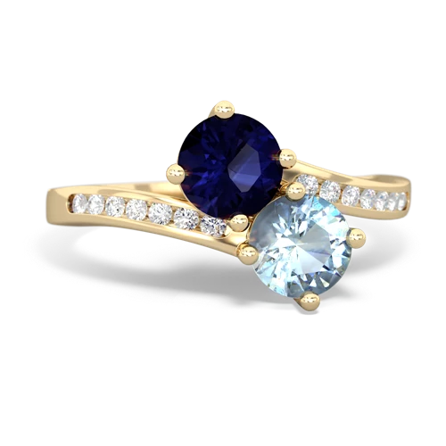 Sapphire Genuine Sapphire with Genuine Aquamarine Keepsake Two Stone ring Ring
