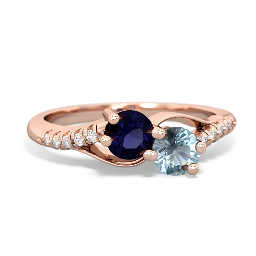 sapphire-aquamarine two stone infinity ring