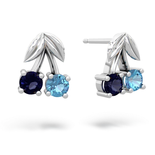 sapphire-blue topaz cherries earrings