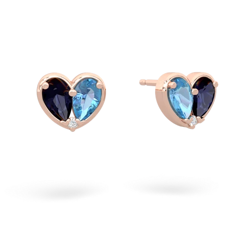 sapphire-blue topaz one heart earrings