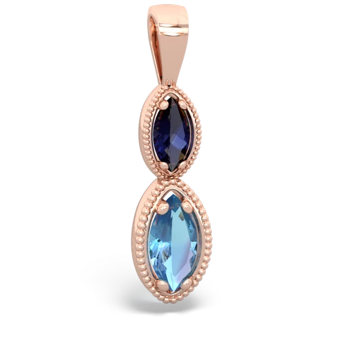 sapphire-blue topaz antique milgrain pendant