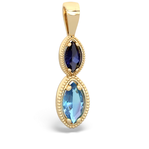 Sapphire Genuine Sapphire with Genuine Swiss Blue Topaz Antique-style Halo pendant Pendant