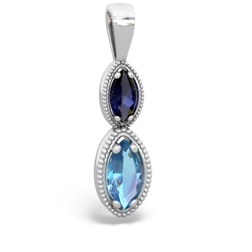 sapphire-blue topaz antique milgrain pendant