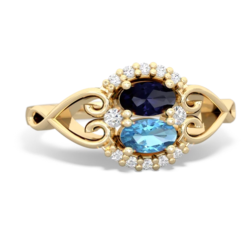 Sapphire Genuine Sapphire with Genuine Swiss Blue Topaz Love Nest ring Ring
