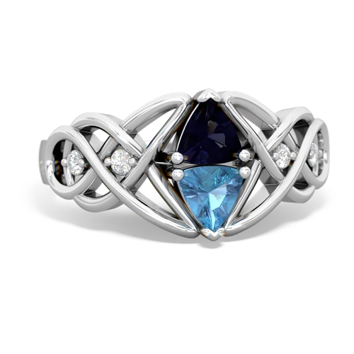 Sapphire Genuine Sapphire with Genuine Swiss Blue Topaz Keepsake Celtic Knot ring Ring