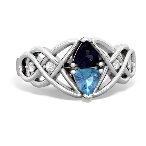 sapphire-blue topaz celtic knot ring