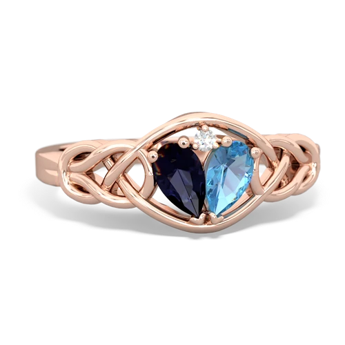 Sapphire Genuine Sapphire with Genuine Swiss Blue Topaz Celtic Love Knot ring Ring