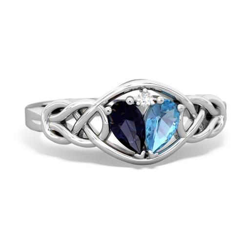 Sapphire Genuine Sapphire with Genuine Swiss Blue Topaz Celtic Love Knot ring Ring