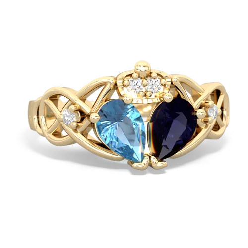 sapphire-blue topaz claddagh ring