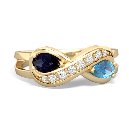 Sapphire Genuine Sapphire with Genuine Swiss Blue Topaz Diamond Infinity ring Ring