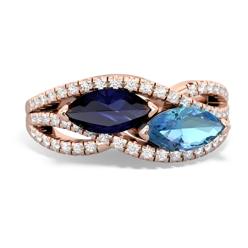 sapphire-blue topaz double heart ring