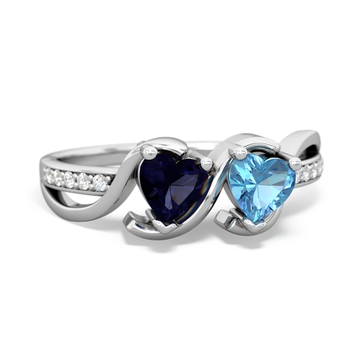 Sapphire Genuine Sapphire with Genuine Swiss Blue Topaz Side by Side ring Ring
