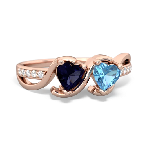 sapphire-blue topaz double heart ring