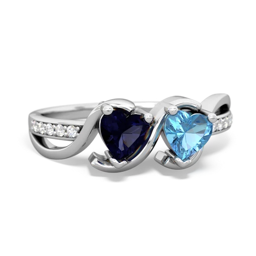 sapphire-blue topaz double heart ring