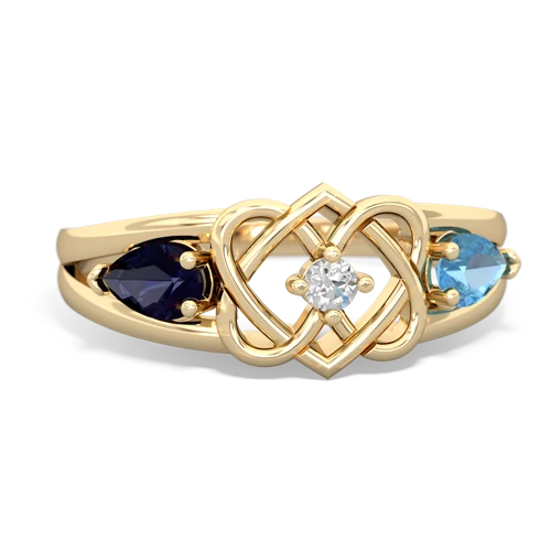 sapphire-blue topaz double heart ring