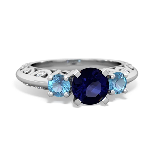 Sapphire Genuine Sapphire with Genuine Swiss Blue Topaz Art Deco ring Ring