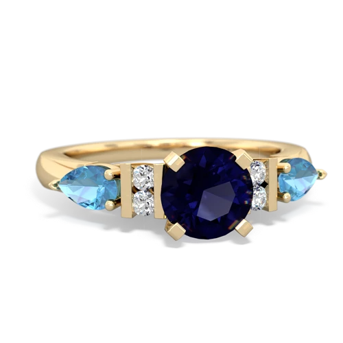 Sapphire Genuine Sapphire with Genuine Swiss Blue Topaz and Genuine Aquamarine Engagement ring Ring