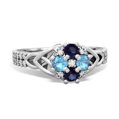 Sapphire Genuine Sapphire with Genuine Swiss Blue Topaz Celtic Knot Engagement ring Ring