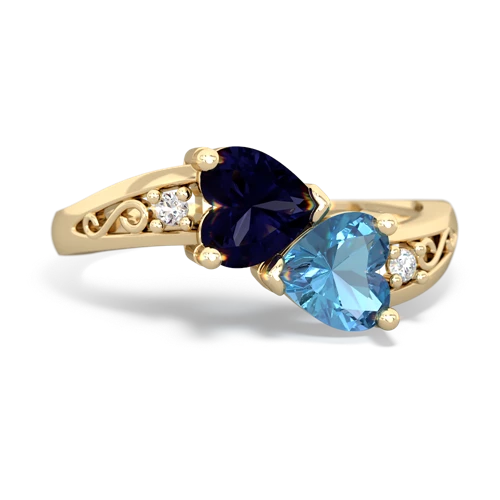 sapphire-blue topaz filligree ring