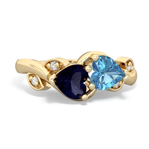 Sapphire Genuine Sapphire with Genuine Swiss Blue Topaz Floral Elegance ring Ring